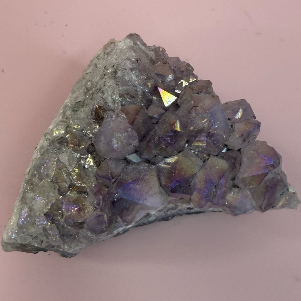 Aura Amethyst Crystal Cluster Decorative Accent - Purple aura angel